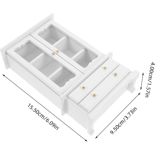 GARVALON Libreria in Miniatura in Legno Bianca 15,5x9,5x4 cm per Casa delle Bambole
