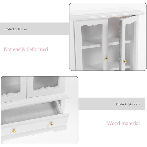 GARVALON Libreria in Miniatura in Legno Bianca 15,5x9,5x4 cm per Casa delle Bambole