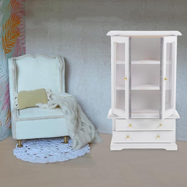 GARVALON Libreria in Miniatura in Legno Bianca 15,5x9,5x4 cm per Casa delle Bambole