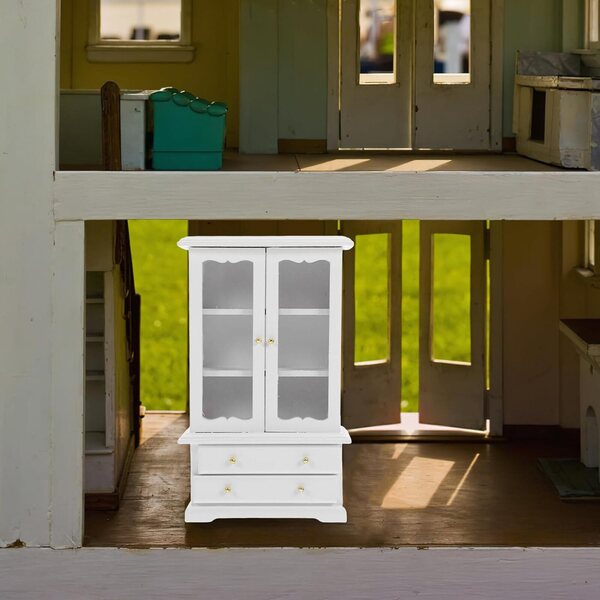 GARVALON Libreria in Miniatura in Legno Bianca 15,5x9,5x4 cm per Casa delle Bambole
