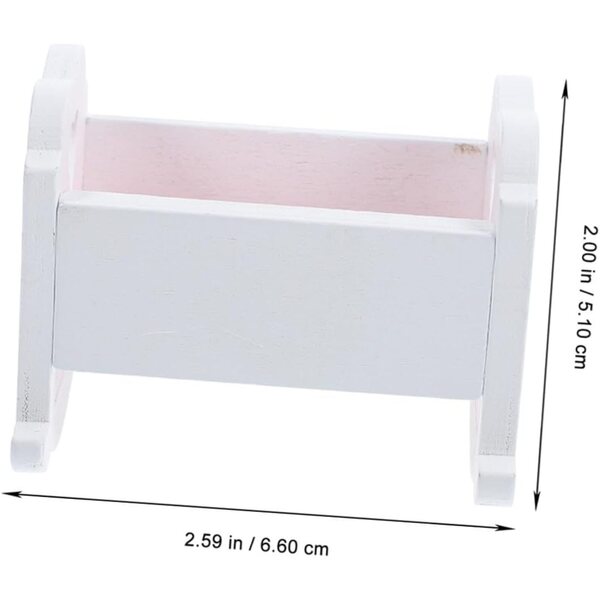 GARVALON Mini Culla in Legno Bianco per Casa delle Bambole, Set 2 Pezzi Elegante e Stabile