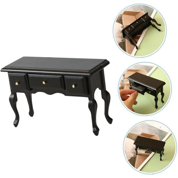 ifundom Mini Scrivania in Legno Realistica per Casa delle Bambole, Accessorio Decorativo