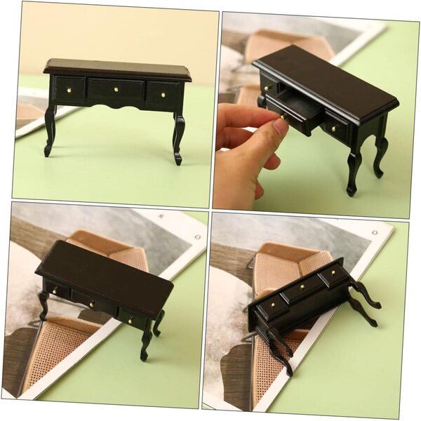 ifundom Mini Scrivania in Legno Realistica per Casa delle Bambole, Accessorio Decorativo