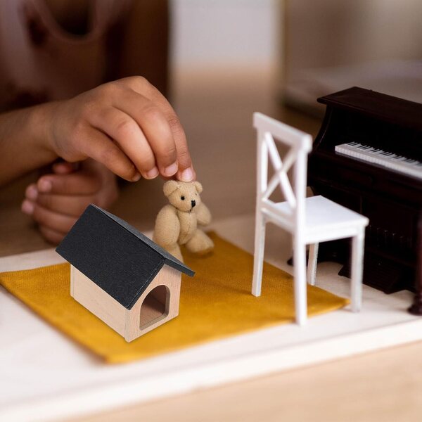 Cuccia in Miniatura Mikinona in Legno Nero per Casa delle Bambole - Dimensioni 5x4,2x4 cm