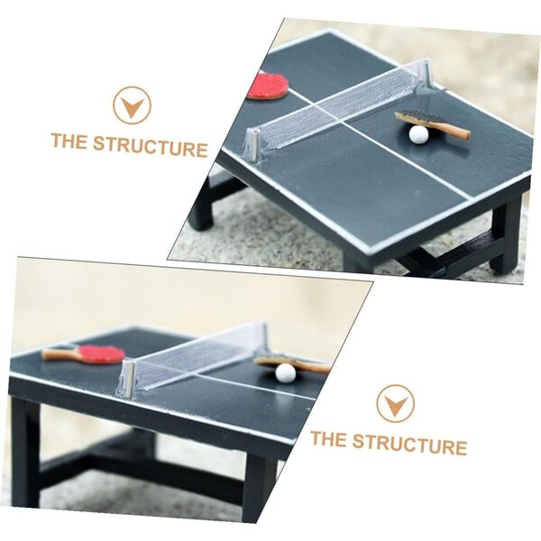 Mini Tavolo da Ping Pong in Legno per Miniature e Decorazioni Creative