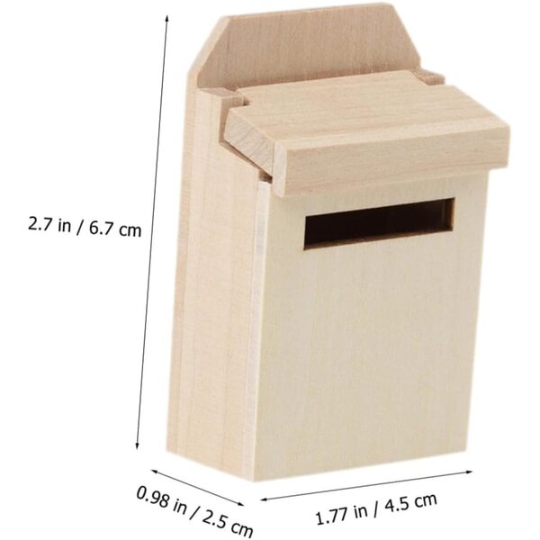 WOONEKY Mini Cassetta Postale in Legno per Casa delle Bambole e Micro Paesaggi