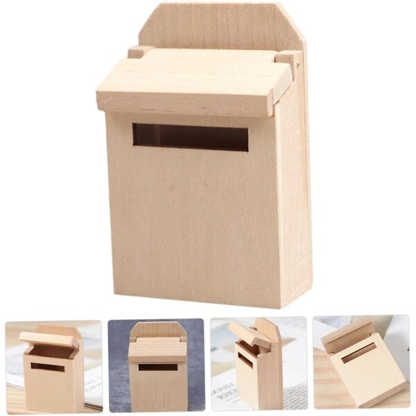 WOONEKY Mini Cassetta Postale in Legno per Casa delle Bambole e Micro Paesaggi