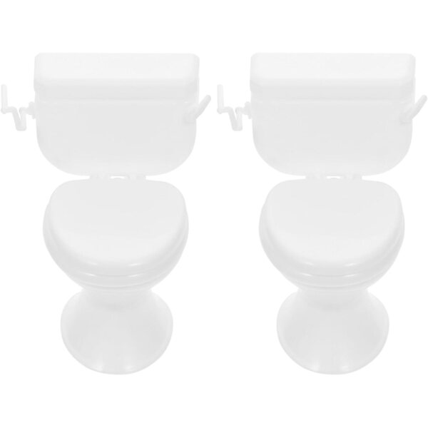 HEMOTON Set 2 Mini Toilette in Plastica Bianca per Casa delle Bambole, Accessori Decorativi