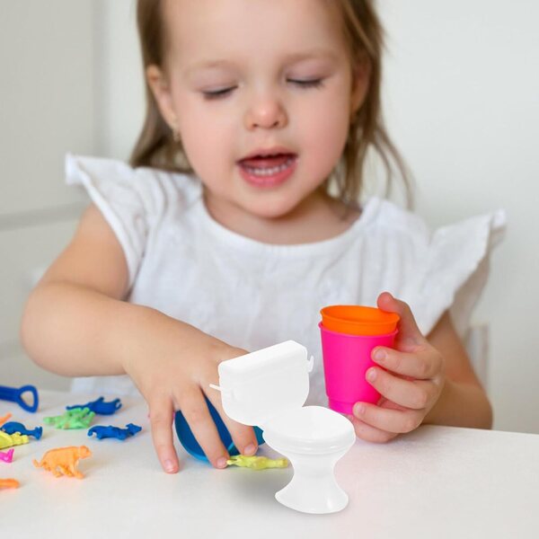 HEMOTON Set 2 Mini Toilette in Plastica Bianca per Casa delle Bambole, Accessori Decorativi