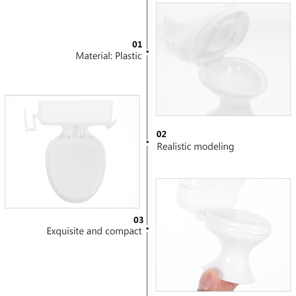 HEMOTON Set 2 Mini Toilette in Plastica Bianca per Casa delle Bambole, Accessori Decorativi
