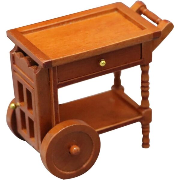 Carrello in legno per casa delle bambole - Accessorio decorativo miniatura 7,6x7,1x5,2 cm