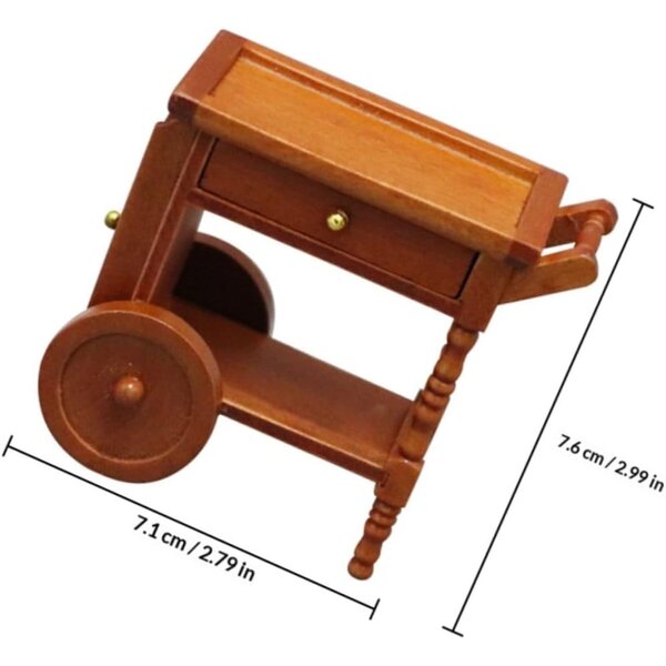 Carrello in legno per casa delle bambole - Accessorio decorativo miniatura 7,6x7,1x5,2 cm