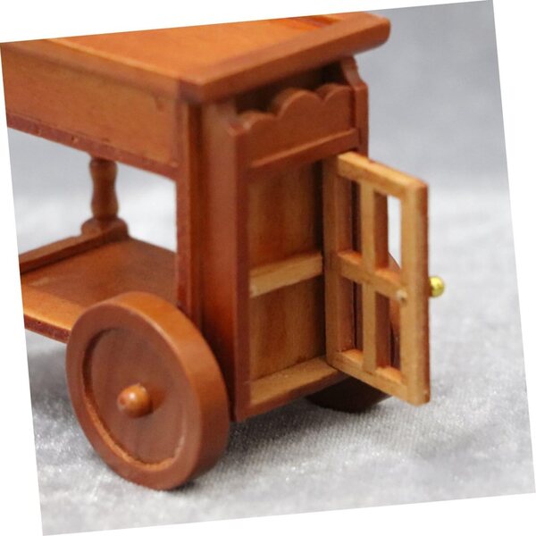 Carrello in legno per casa delle bambole - Accessorio decorativo miniatura 7,6x7,1x5,2 cm