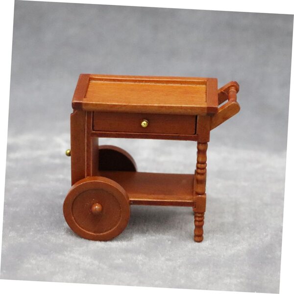 Carrello in legno per casa delle bambole - Accessorio decorativo miniatura 7,6x7,1x5,2 cm