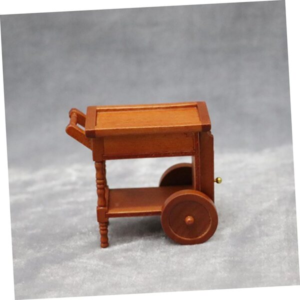 Carrello in legno per casa delle bambole - Accessorio decorativo miniatura 7,6x7,1x5,2 cm