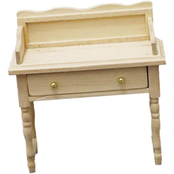 Scrivania in Miniatura per Casa delle Bambole in Legno Beige 9x9 cm Decorativa