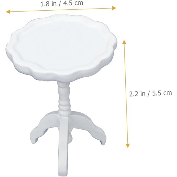 Mini Tavolo in Legno Bianco per Casette e Mobili da Tavolo - Decorazione Realistica