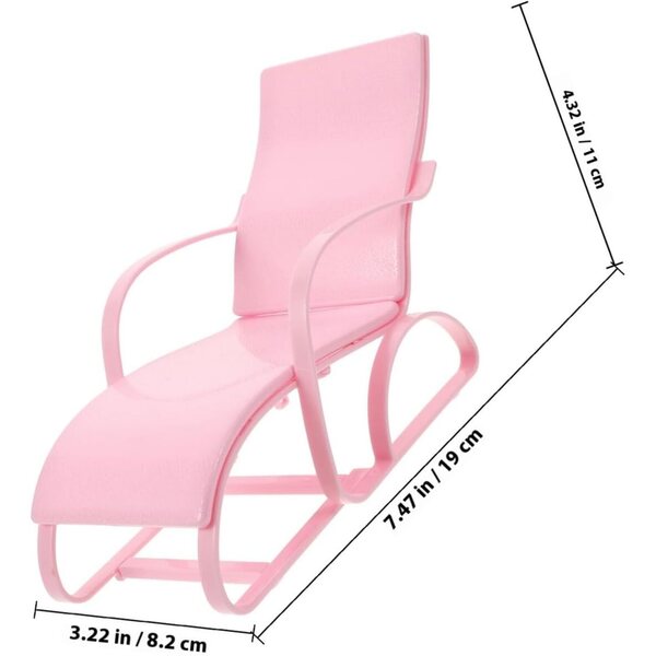 ORFOFE Mini Sedia da Spiaggia Rosa in Miniatura per Casa delle Bambole - Reclinabile e Realistica