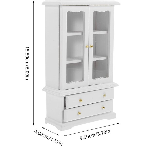 Libreria in Miniatura in Legno Bianca per Casa delle Bambole 15,5x9,5x4 cm