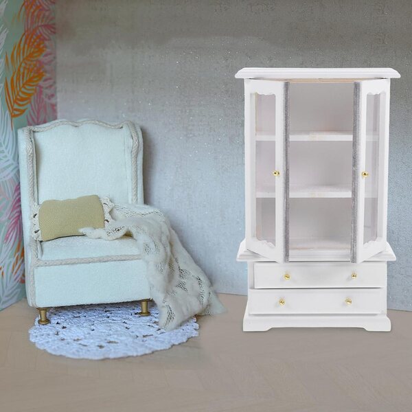 Libreria in Miniatura in Legno Bianca per Casa delle Bambole 15,5x9,5x4 cm