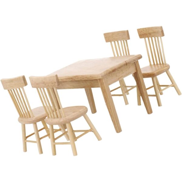 Set Mobili Miniatura 1:12 Tavolo e Sedie Legno Quercia per Casa Bambole