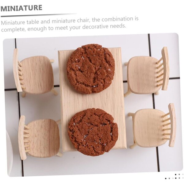 Set Mobili Miniatura 1:12 Tavolo e Sedie Legno Quercia per Casa Bambole