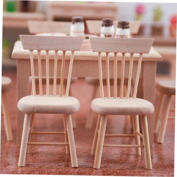 Set Mobili Miniatura 1:12 Tavolo e Sedie Legno Quercia per Casa Bambole