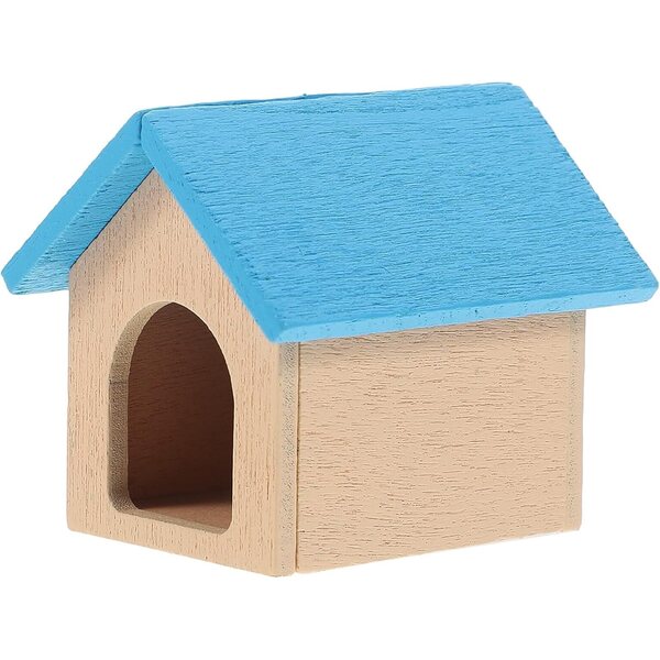 Blauer Miniatur-Holzzwinger für Puppenhaus, kompaktes dekoratives Accessoire