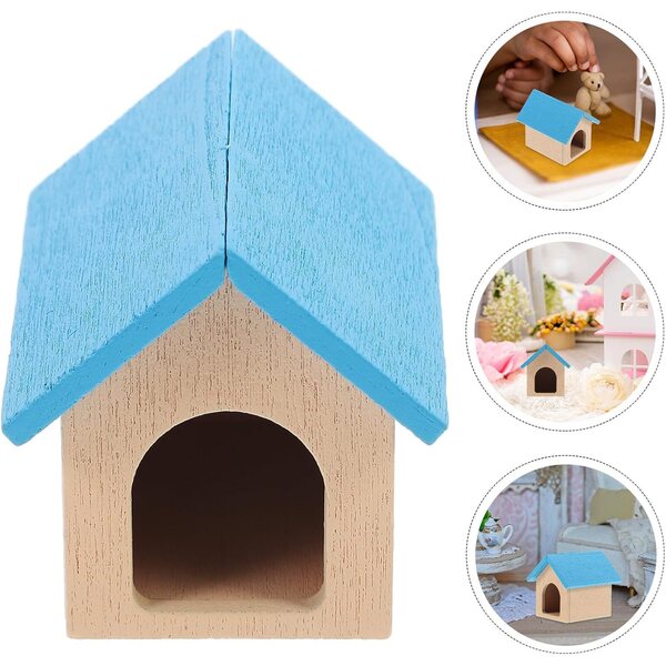 Blauer Miniatur-Holzzwinger für Puppenhaus, kompaktes dekoratives Accessoire