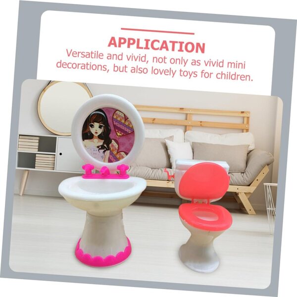 Set Mini Mobili Bagno in Plastica per Casa delle Bambole: Lavabo e WC Realistici