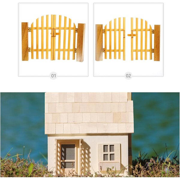 HEMOTON Mini Porta in Legno per Casa delle Bambole, Decorazione Realistica 17x12,5 cm
