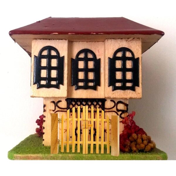 HEMOTON Mini Porta in Legno per Casa delle Bambole, Decorazione Realistica 17x12,5 cm