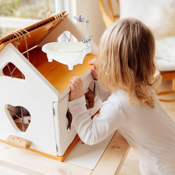 Set Mobili Bagno Miniatura Casa delle Bambole in Plastica Bianco, Decorazione Realistica