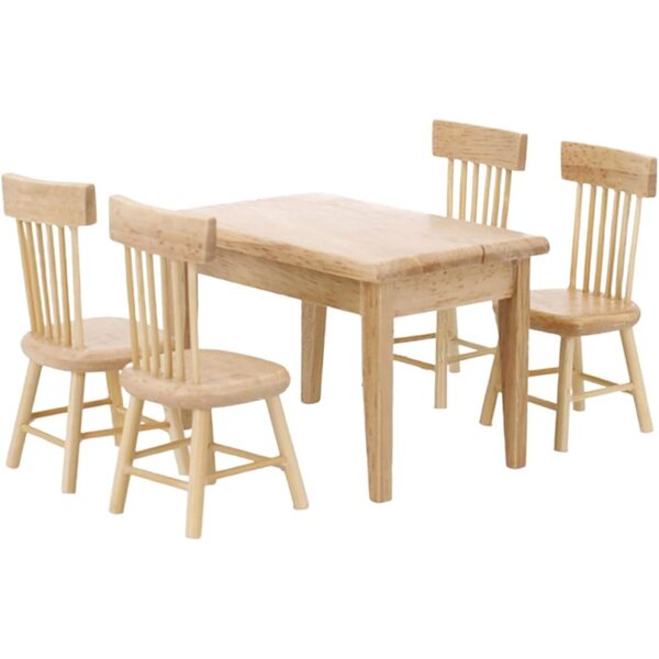 Set Mini Mobili Tavolo e Sedie in Legno per Casa delle Bambole 1:12 Decorazioni Realistiche