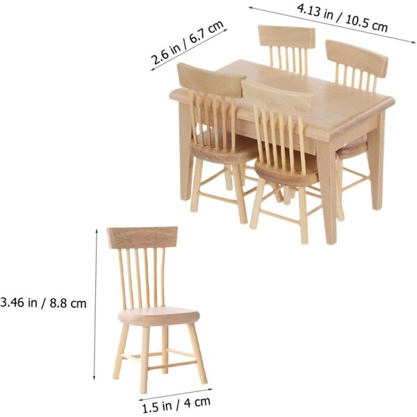 Set Mini Mobili Tavolo e Sedie in Legno per Casa delle Bambole 1:12 Decorazioni Realistiche
