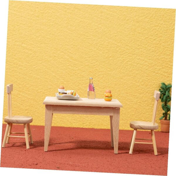 Set Mini Mobili Tavolo e Sedie in Legno per Casa delle Bambole 1:12 Decorazioni Realistiche