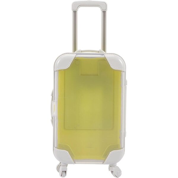 GARVALON Mini-Koffer aus gelbem Kunststoff für Puppen mit Rollen, dekoratives Accessoire