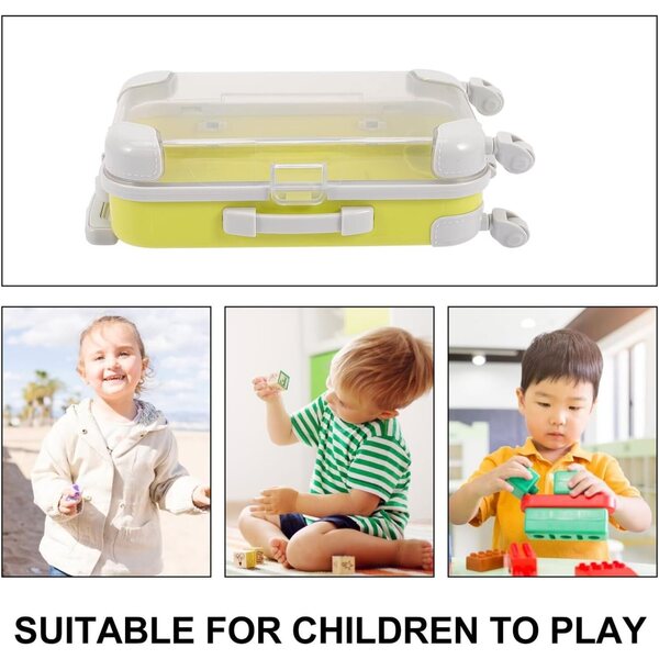 GARVALON Mini-Koffer aus gelbem Kunststoff für Puppen mit Rollen, dekoratives Accessoire