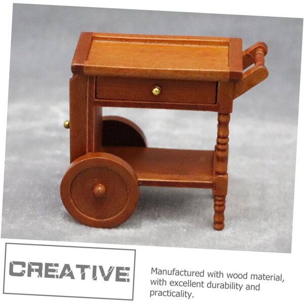 ORFOFE Mini Carrello in Legno per Casa delle Bambole, Decorazione Realistica 7,6x7,1x5,2 cm