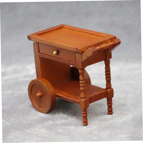 ORFOFE Mini Carrello in Legno per Casa delle Bambole, Decorazione Realistica 7,6x7,1x5,2 cm