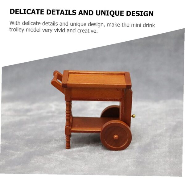ORFOFE Mini Carrello in Legno per Casa delle Bambole, Decorazione Realistica 7,6x7,1x5,2 cm