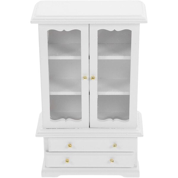 Libreria in Miniatura in Legno Bianco per Casa delle Bambole - Mobiletto Decorativo Compatto