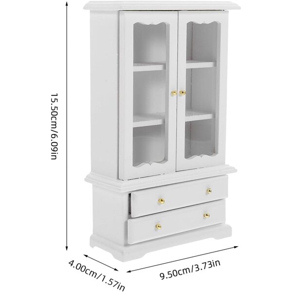 Libreria in Miniatura in Legno Bianco per Casa delle Bambole - Mobiletto Decorativo Compatto