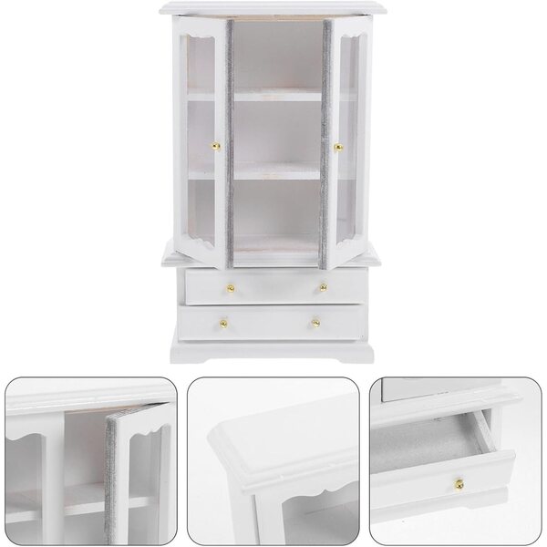 Libreria in Miniatura in Legno Bianco per Casa delle Bambole - Mobiletto Decorativo Compatto
