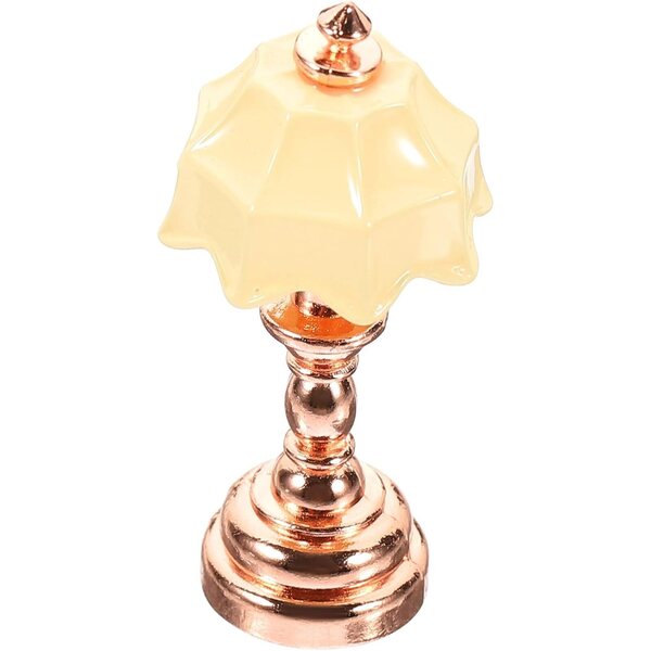 Lampada Miniatura ORFOFE 1:12 Paralume Beige Base Rosa Oro Casa delle Bambole