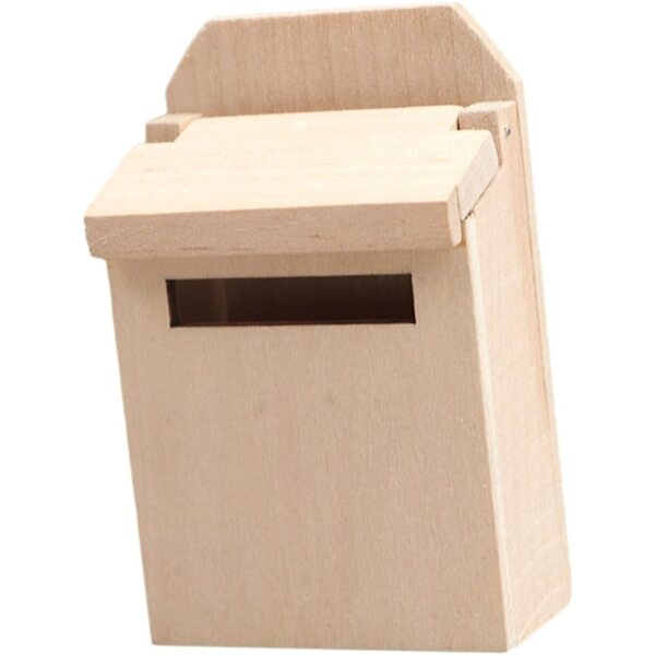 Mini cassetta postale in legno per casa delle bambole, design vuoto e bordi arrotondati ERINGOGO