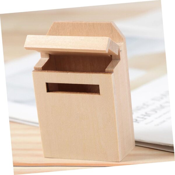 Mini cassetta postale in legno per casa delle bambole, design vuoto e bordi arrotondati ERINGOGO