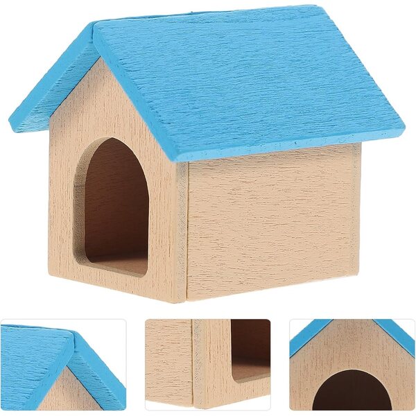 Cuccia Miniatura in Legno Blu per Casa delle Bambole - Accessorio Decorativo 5 cm