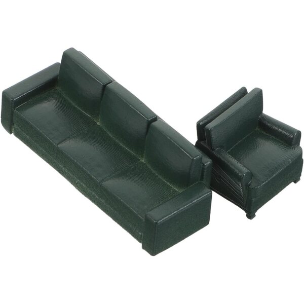 Set Divani Miniatura Verde 1/64 per Casa delle Bambole e Modellismo Dettagliato