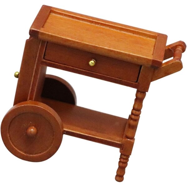 Carrello in legno per casa delle bambole ERINGOGO, mini accessorio decorativo 7,6x7,1x5,2 cm